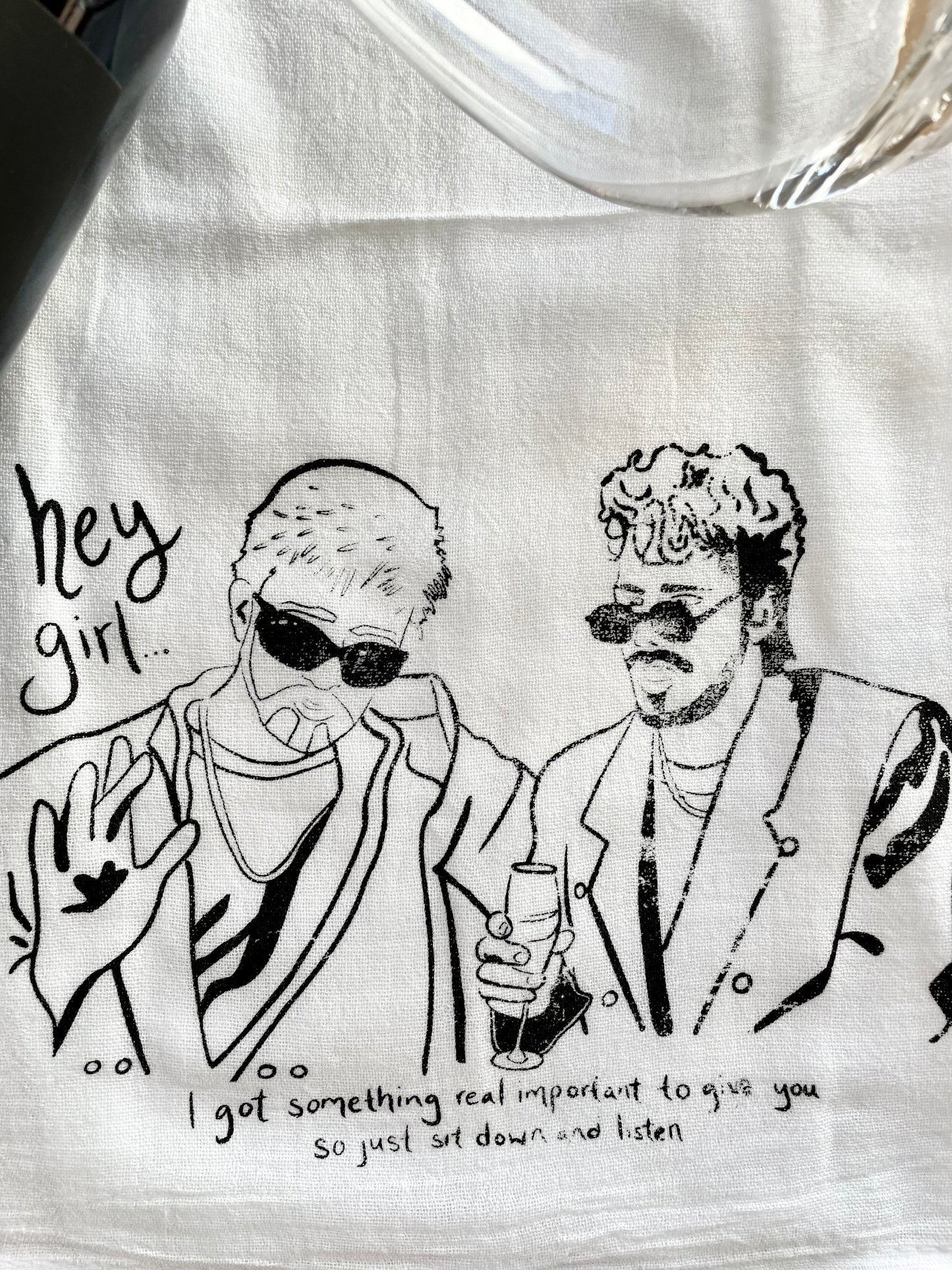 Dick In a Box Andy Samberg Justin Timberlake SNL Classic Digital Short Funny Comedy Screenprinted Tea Towel